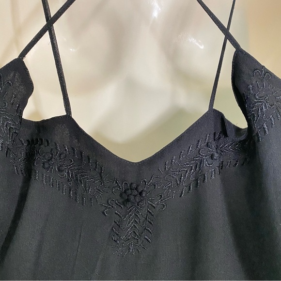 Millau Black Lace Embroidered Low Cut Back Boho Dress Size M - Picture 7 of 12